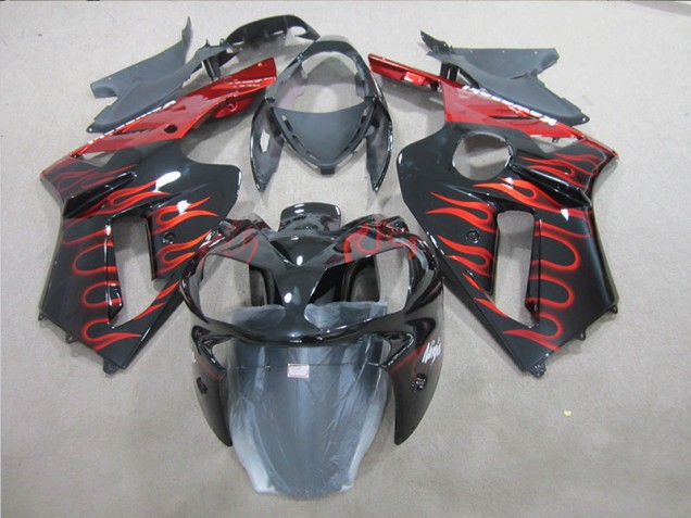 Abs Kits Completos Carenagem Moto ZX6R 07-08 - Preto Vermelho Chama