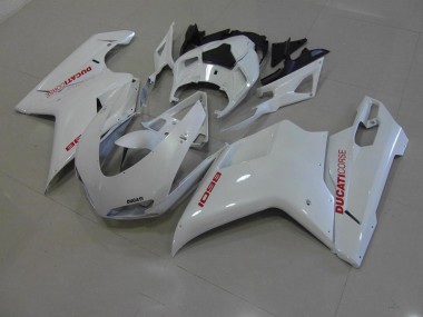 Carenagem Moto Ducati 848 1098 1198 07-14 - Branco Pérola & Vermelho Decalques