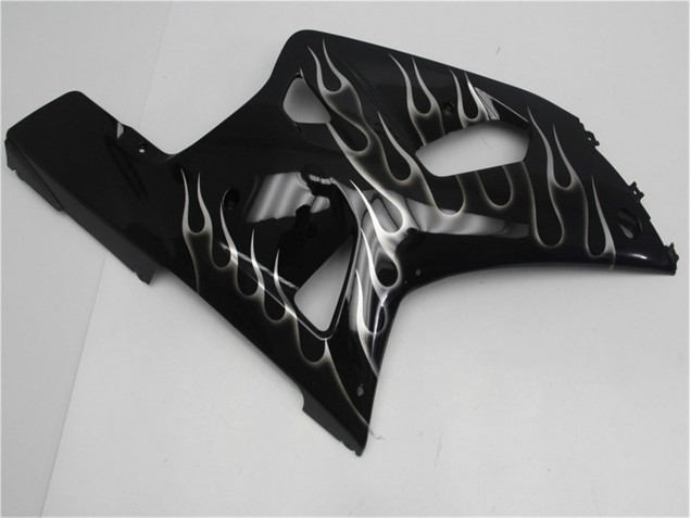 Carenagem Moto GSXR 600 / 750 K1 K2 K3 01-03 - Preto Branco Chama