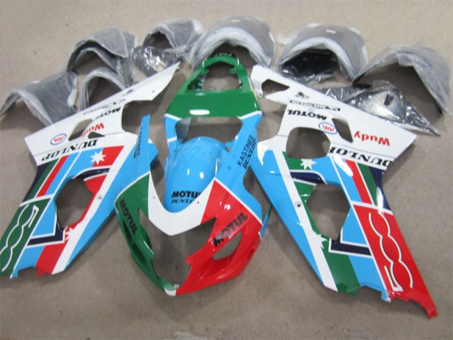 Carenagem Moto GSXR 600 K4 04-05 - Azul Verde Vermelho Motul