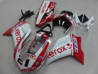 Carenagem Moto & Plástico Moto Ducati 848 1098 1198 07-14 - Branco Vermelho Xerox