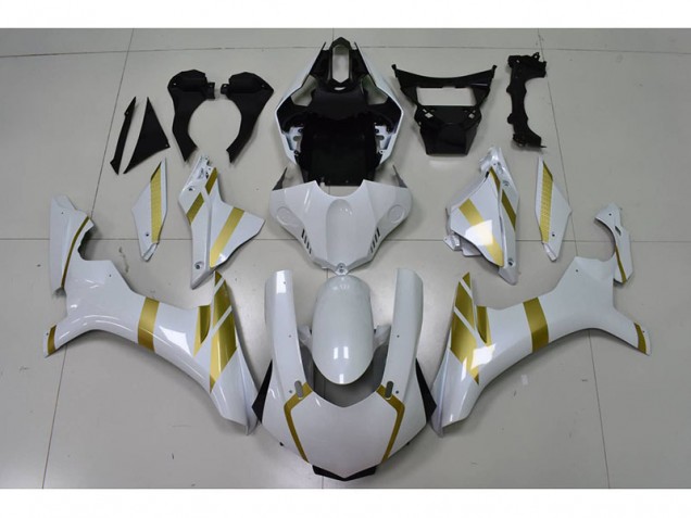 Carenagem Moto R1 15-19 - Branco & Ouro Decalque