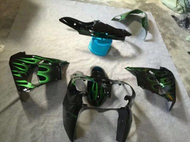 Carenagem Moto ZX9R 02-03 - Preto Brilhante Verde Chama