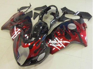 Kits Carenagem Moto GSXR 1300 Hayabusa 96-07 - Preto Vermelho Chama