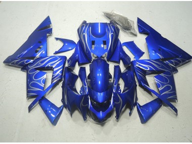 Kits Carenagem Moto ZX10R 03-05 - Azul Branco Chama